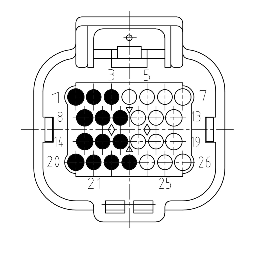 26-position connector, module in an even slot