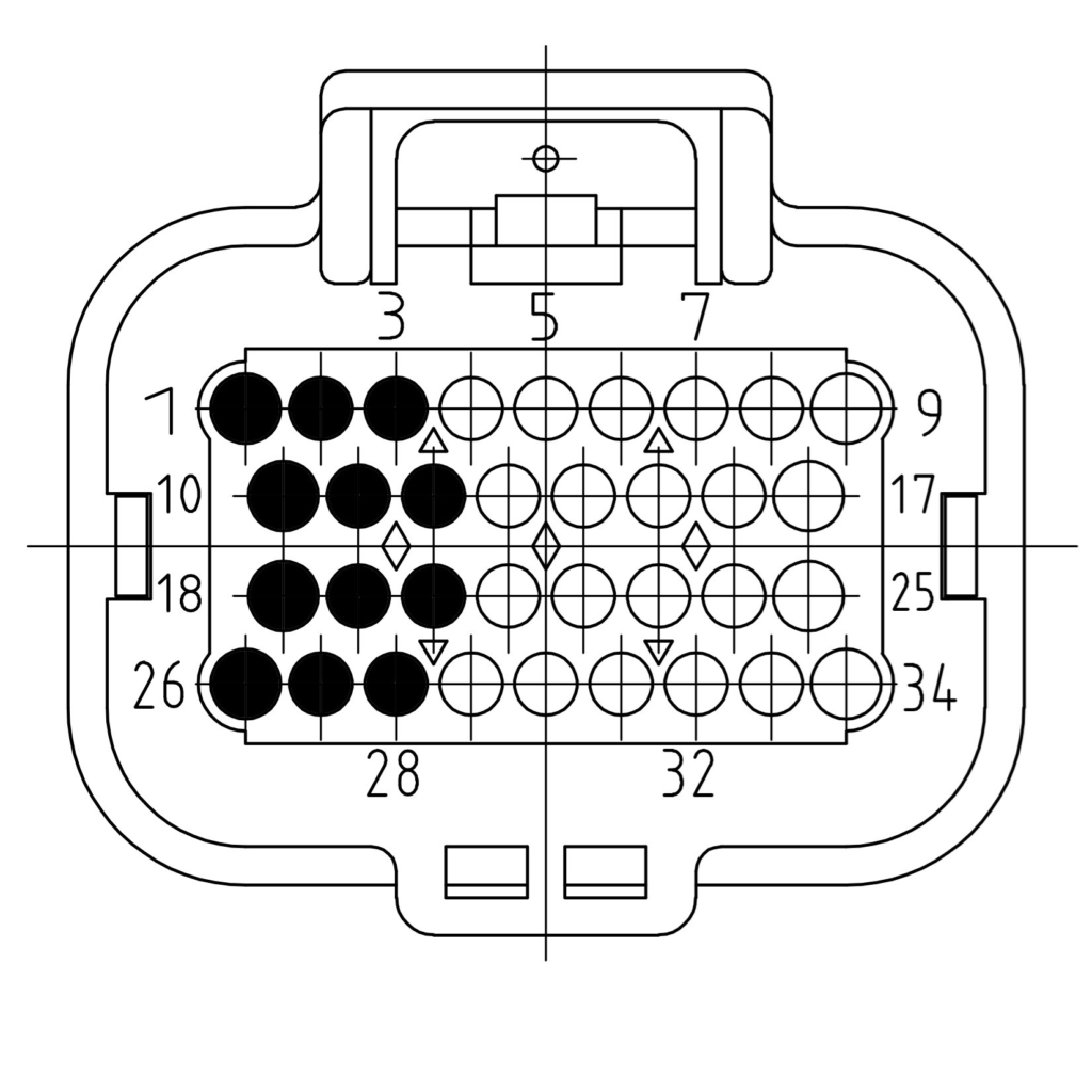 34-position connector, module in an even slot
