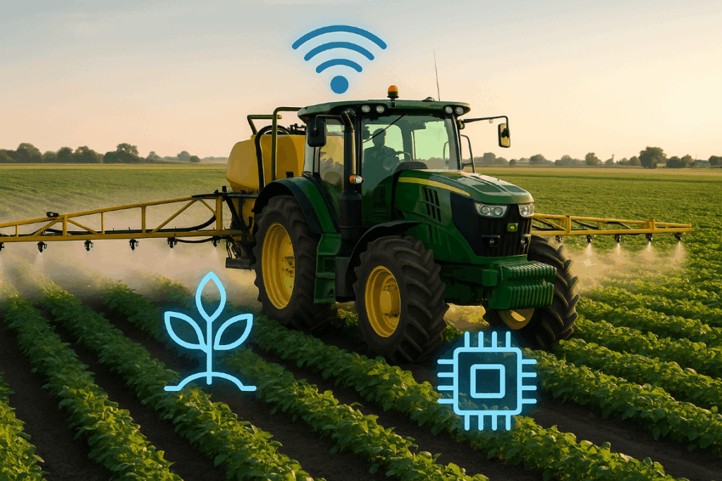 Agricultural machine with connected control
