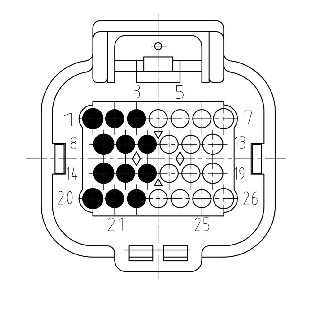 26-position connector, module in an even slot