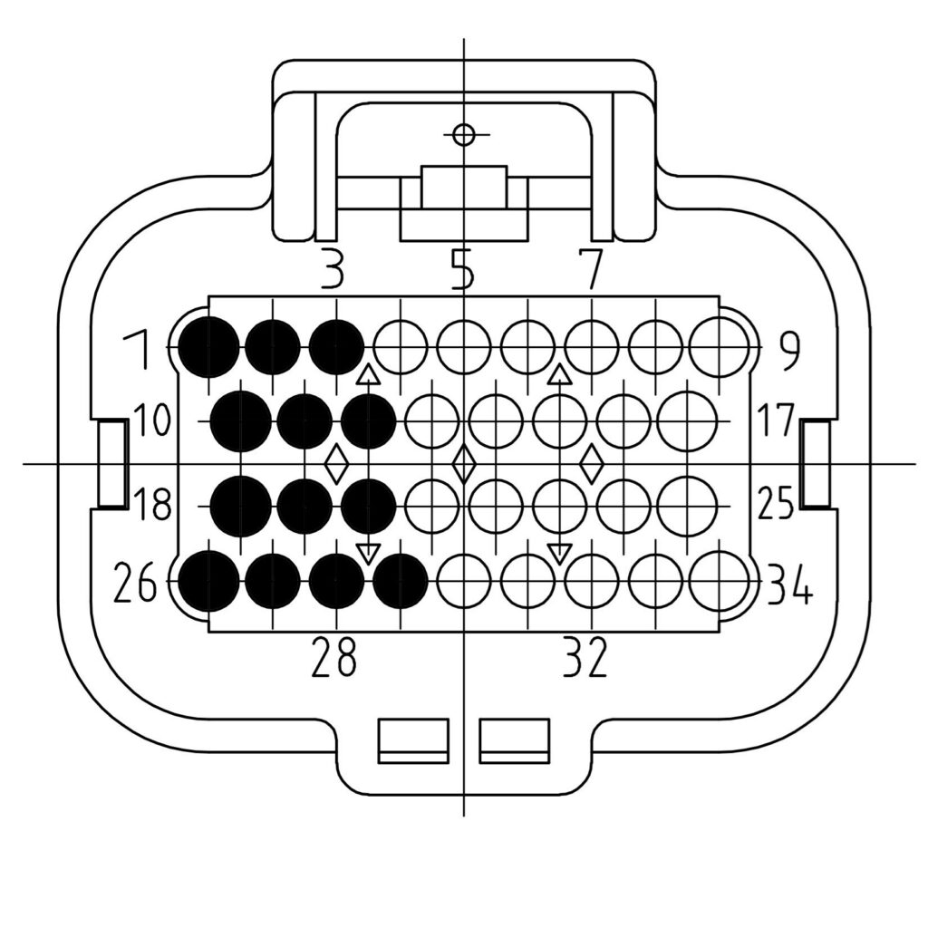 34-position connector, module in an even slot